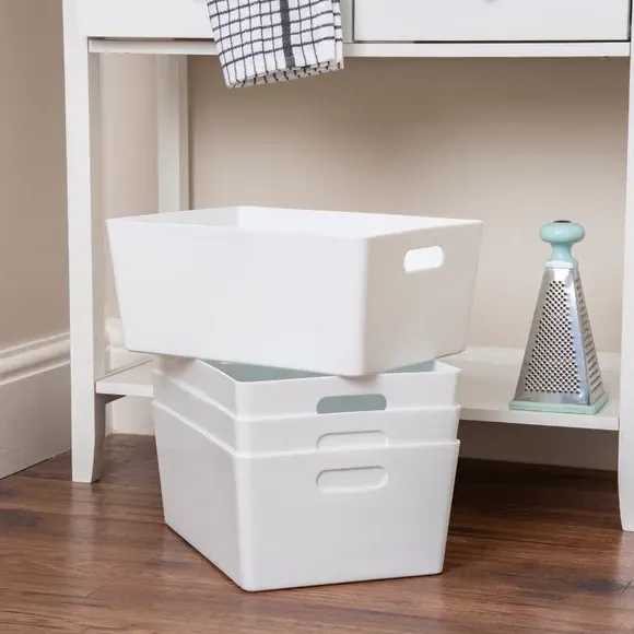 Set of 4 Storage Baskets with Handles - White