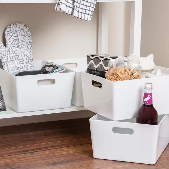 Set of 4 Storage Baskets with Handles - White
