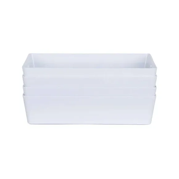 Set of 4 Storage Baskets with Handles - White