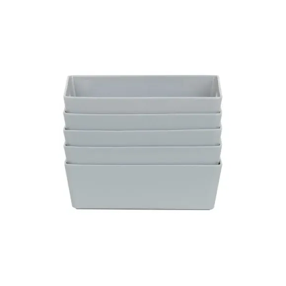 Set of 5 Storage Baskets with Handles - Grey