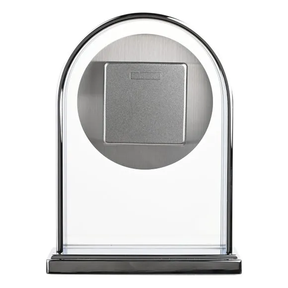 Arched Mantel Clock - Silver, Wood Veneer