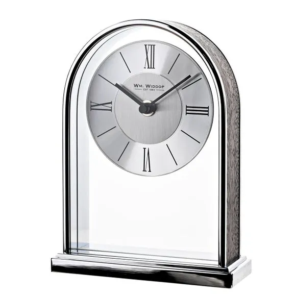 Arched Mantel Clock - Silver, Wood Veneer image