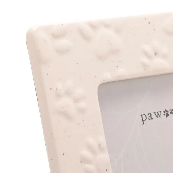 Ceramic Photo Frame with Paw Prints - White