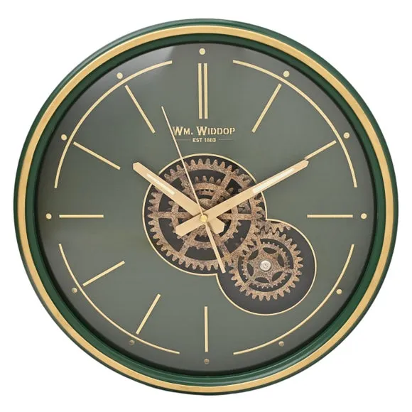 Double Moving Gear Wall Clock - Green, Metal image