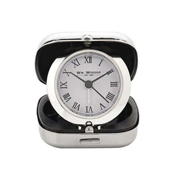 Folding Alarm Clock - Silver, Metal