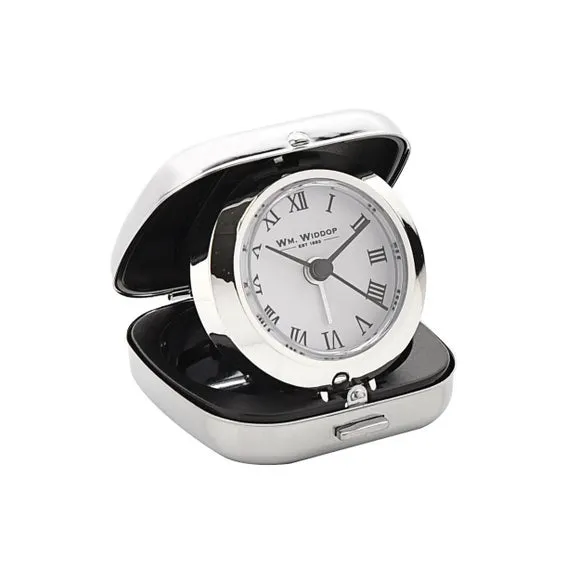 Folding Alarm Clock - Silver, Metal