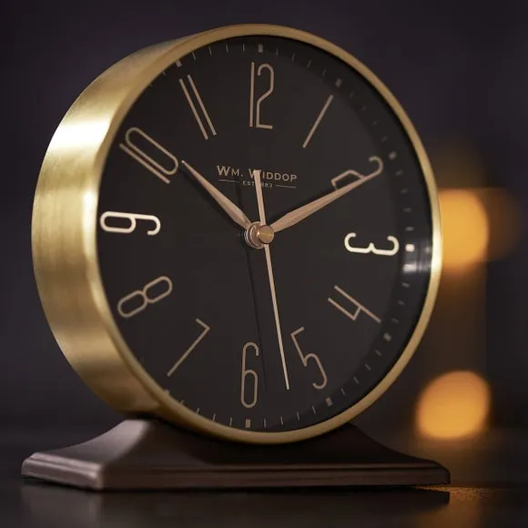 Mantel Alarm Clock with Retro Numbers - Gold