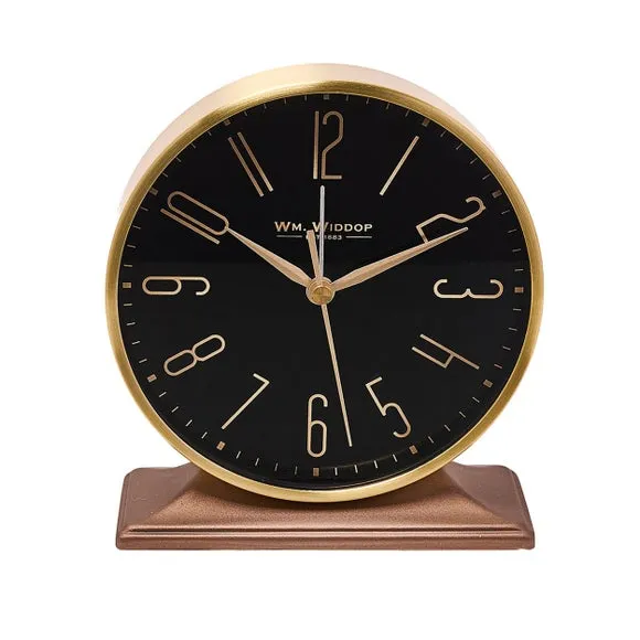 Mantel Alarm Clock with Retro Numbers - Gold
