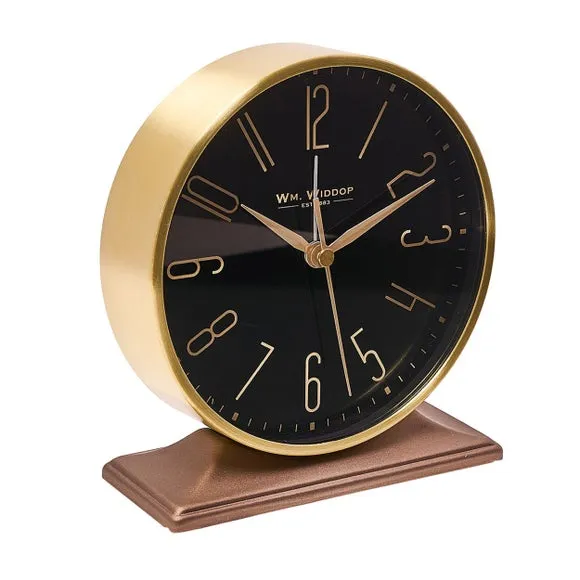 Mantel Alarm Clock with Retro Numbers - Gold