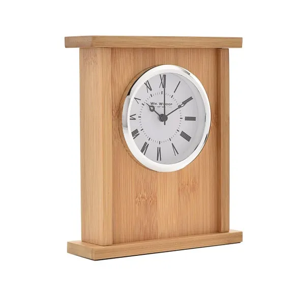 Mantel Clock with Roman Numerals - Natural, Bamboo
