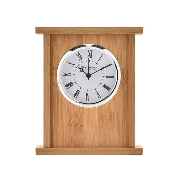 Mantel Clock with Roman Numerals - Natural, Bamboo image