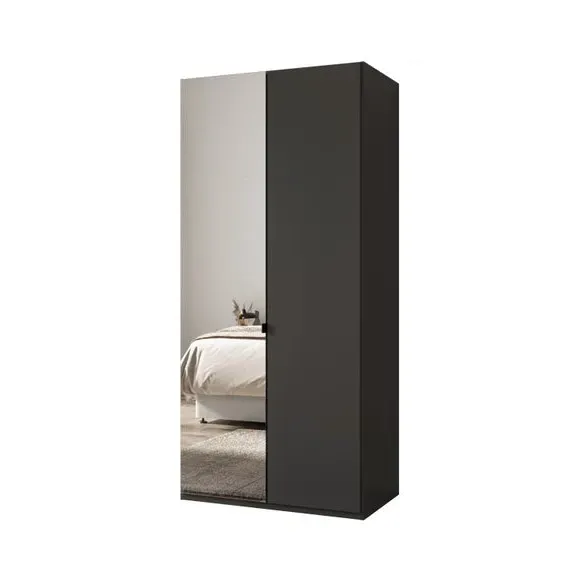 2-Door Mirrored Wardrobe - Graphite