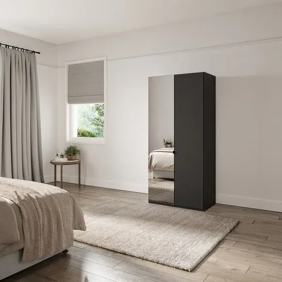 2-Door Mirrored Wardrobe - Graphite image