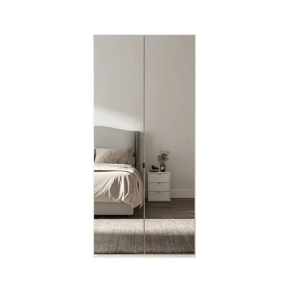 2-Door Mirrored Wardrobe - Off-White