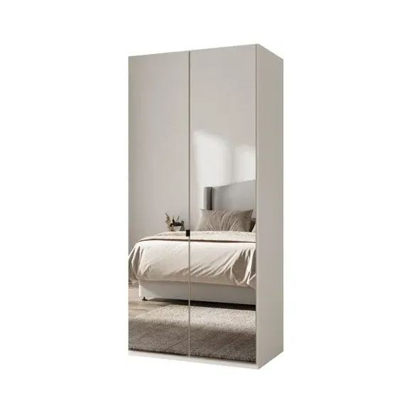 2-Door Mirrored Wardrobe - Off-White