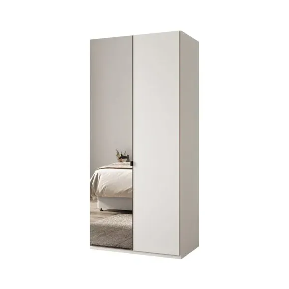 2-Door Mirrored Wardrobe - Off-White
