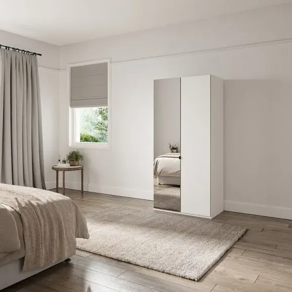 2-Door Mirrored Wardrobe - Off-White