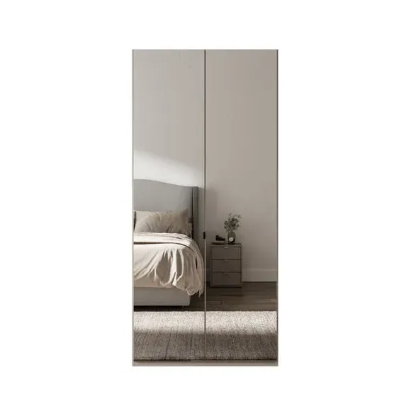 2-Door Mirrored Wardrobe - Pebble