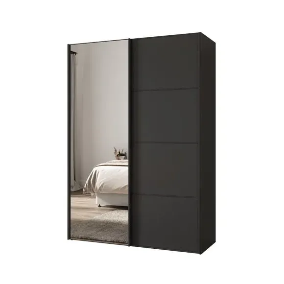 2-Door Sliding Wardrobe with Mirror - Graphite