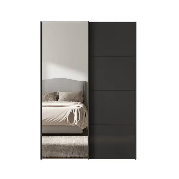 2-Door Sliding Wardrobe with Mirror - Graphite