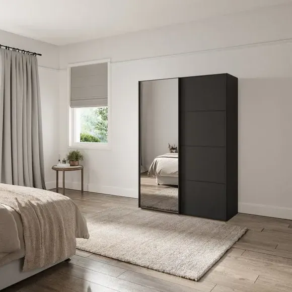 2-Door Sliding Wardrobe with Mirror - Graphite image