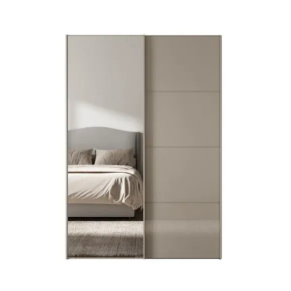 2-Door Sliding Wardrobe with Mirror - Pebble