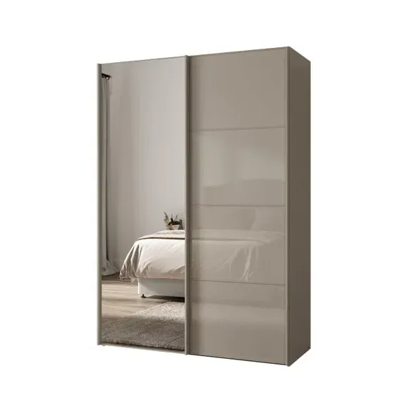 2-Door Sliding Wardrobe with Mirror - Pebble