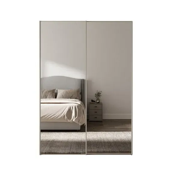 2-Door Sliding Wardrobe with Mirror - Pebble