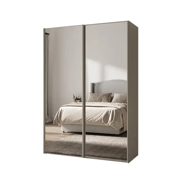 2-Door Sliding Wardrobe with Mirror - Pebble