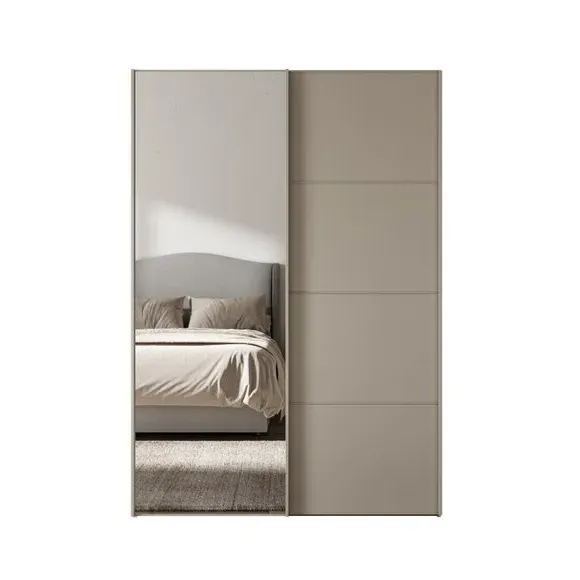 2-Door Sliding Wardrobe with Mirror - Pebble