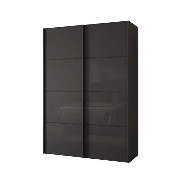 2-Door Sliding Wardrobe with Storage - Graphite