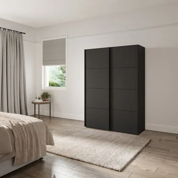 2-Door Sliding Wardrobe with Storage - Graphite image