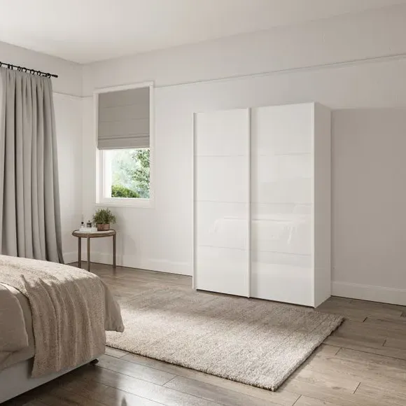2-Door Sliding Wardrobe with Storage - Off-White