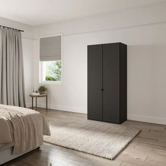 2-Door Wardrobe with Damped Hinges - Graphite image