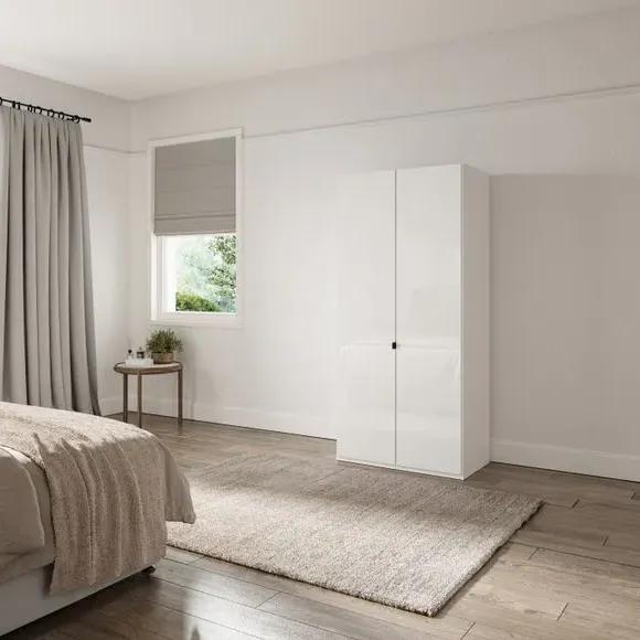 2-Door Wardrobe with Damped Hinges - Off-White