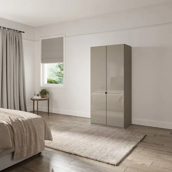 2-Door Wardrobe with Damped Hinges - Pebble