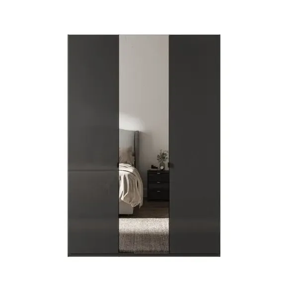 3-Door Mirrored Wardrobe - Graphite