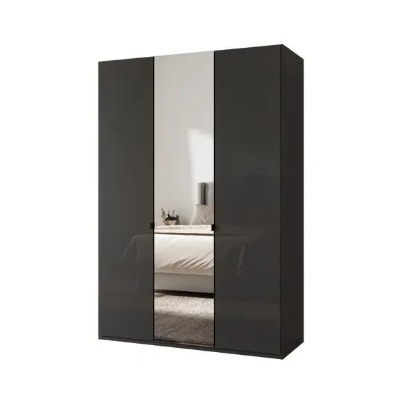 3-Door Mirrored Wardrobe - Graphite