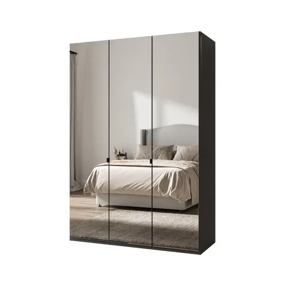 3-Door Mirrored Wardrobe - Graphite