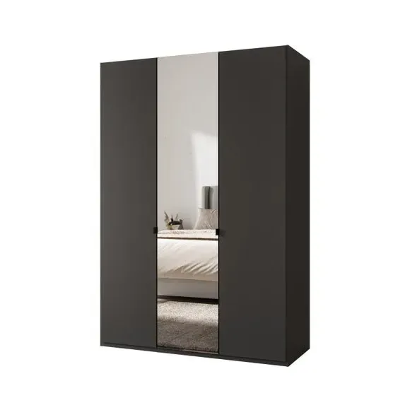 3-Door Mirrored Wardrobe - Graphite