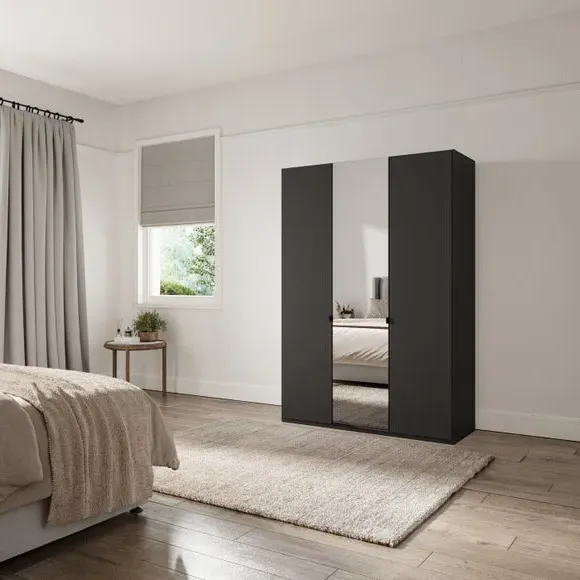 3-Door Mirrored Wardrobe - Graphite image
