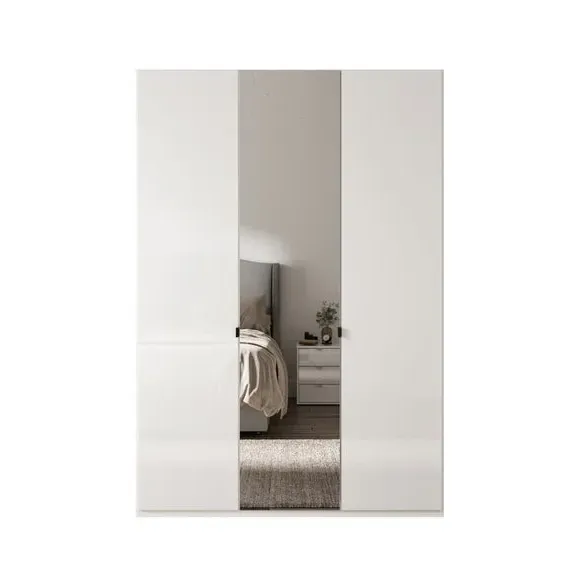 3-Door Mirrored Wardrobe - Off-White