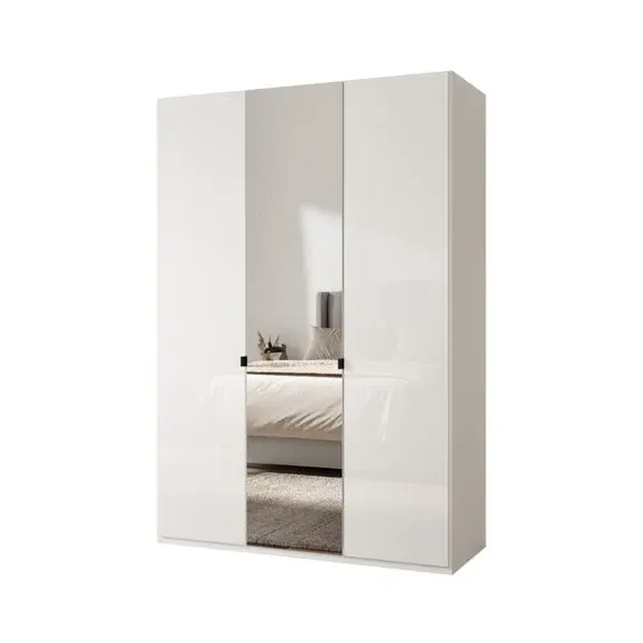 3-Door Mirrored Wardrobe - Off-White