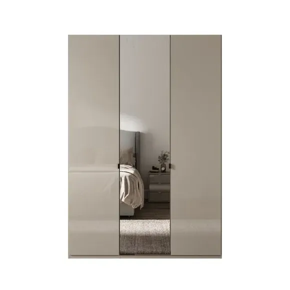 3-Door Mirrored Wardrobe - Pebble