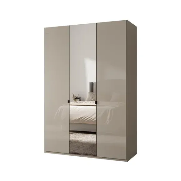 3-Door Mirrored Wardrobe - Pebble