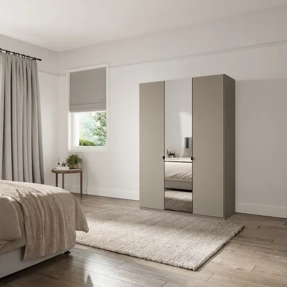 3-Door Mirrored Wardrobe - Pebble product
