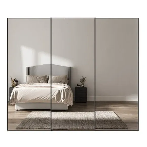 3-Door Sliding Wardrobe with Mirror - Graphite
