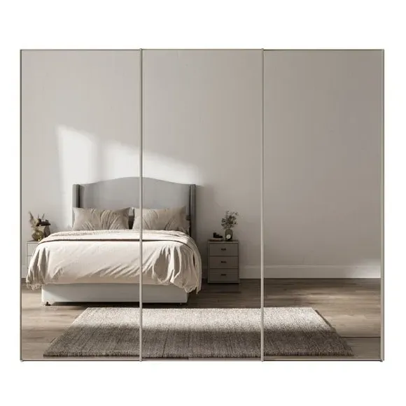 3-Door Sliding Wardrobe with Mirror - Pebble