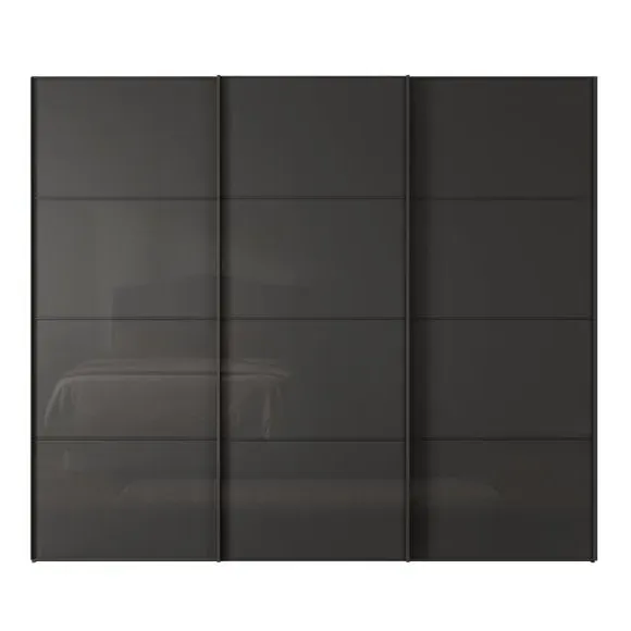 3-Door Sliding Wardrobe with Soft Close - Graphite