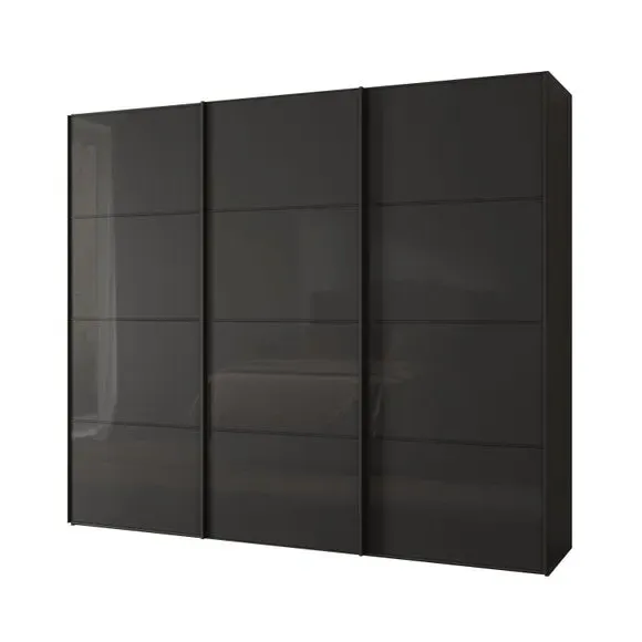 3-Door Sliding Wardrobe with Soft Close - Graphite